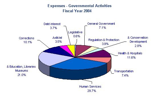 Expenses - Governmental Activities Fiscal Year 2004. Click here for chart description.