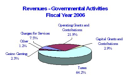 Revenues - governmental activities fiscal year 2006. Click here for details.