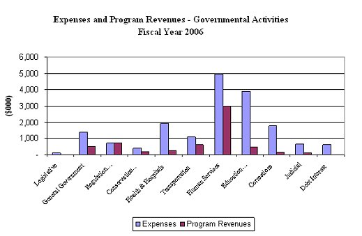 Expenses and Program Revenues - governmental activities fiscal year 2006. Click here for details.