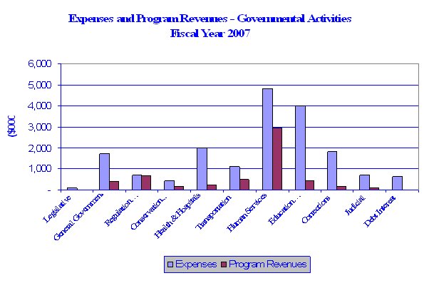 Expenses and Program Revenues Governmental Activities Fiscal Year 2007 click here for text description