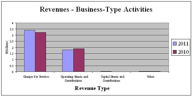Revenues - Business-Type Activities by Revenue Type 2010/2011