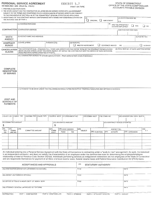 co802a personal service agreement