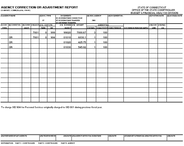 CO-604 - Agency Correction/Adjustment Report Prior Year