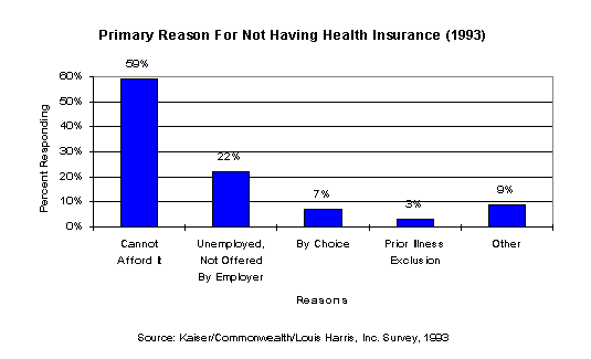 Chart -Primary Reason For Not Having Health Insurance (1993)